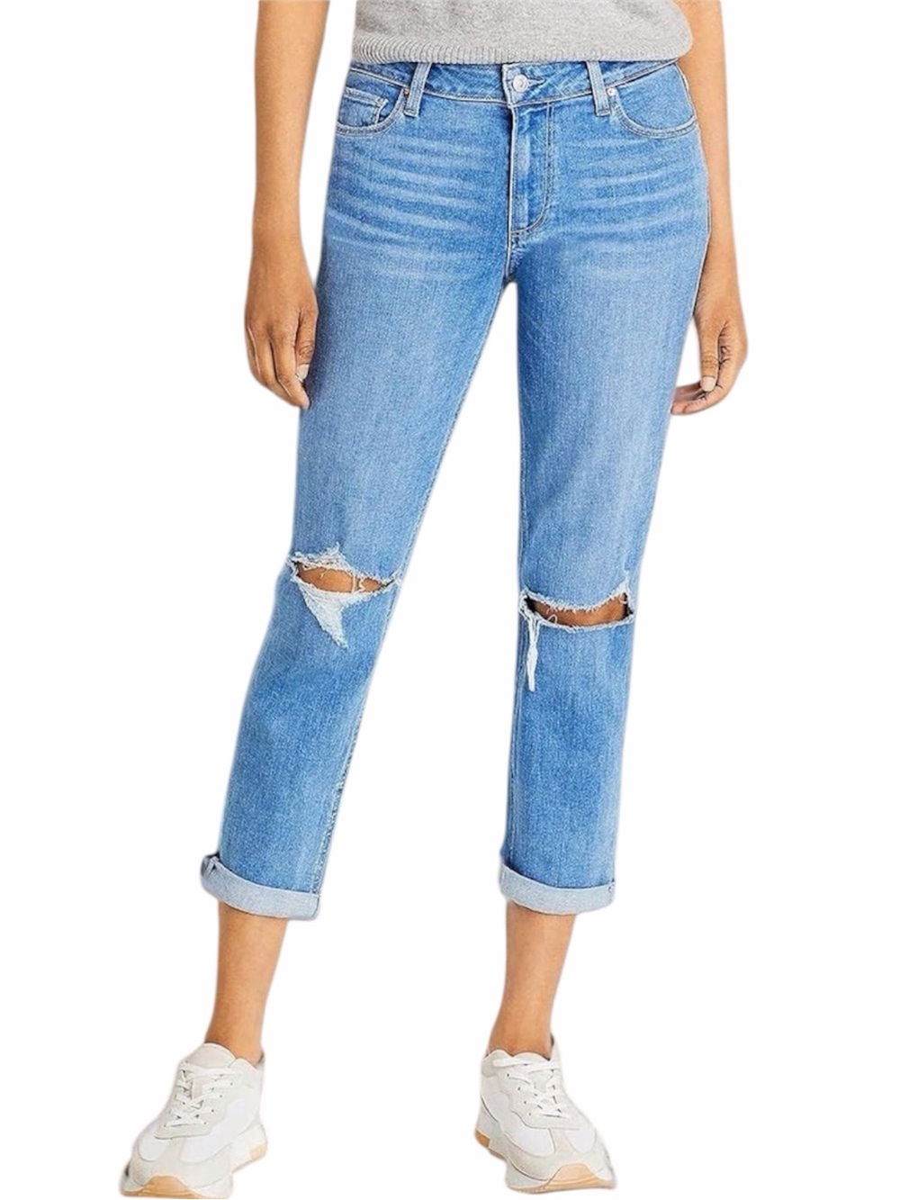 PAIGE Women's Brigitte Mid Rise Boyfriend Jeans Ratatouille Destructed Size 25